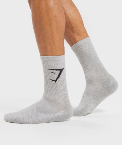 Gymshark 3pk Men's Socks White / Light Grey / Black | UAE-01BKJT