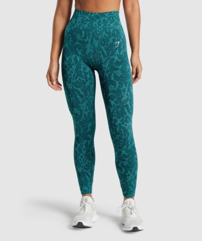 Gymshark Adapt Animal Seamless High Waisted Women's Leggings Turquoise | UAE-84KAXN