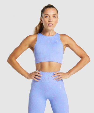 Gymshark Adapt Animal Seamless Women's Sports Bra Light Blue | UAE-15GVCW