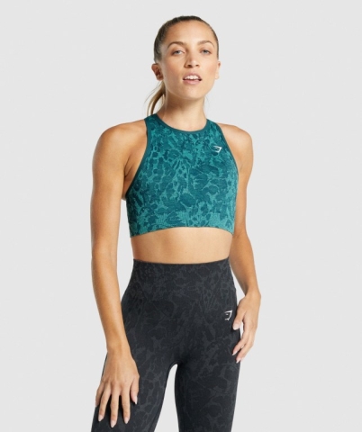 Gymshark Adapt Animal Seamless Women's Sports Bra Turquoise | UAE-50XYFK