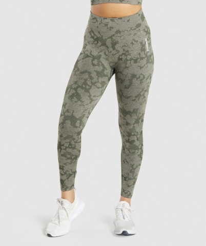 Gymshark Adapt Camo Seamless High Waisted Women's Leggings Green | UAE-19CAPN