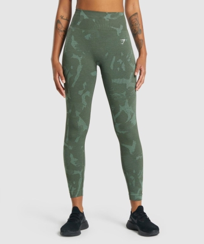 Gymshark Adapt Camo Seamless High Waisted Women's Leggings Green | UAE-82LKND