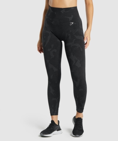 Gymshark Adapt Camo Seamless High Waisted Women's Leggings Black | UAE-95XMNF