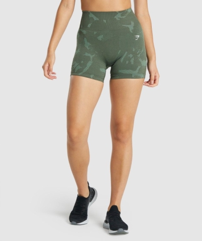 Gymshark Adapt Camo Seamless Women's Shorts Green | UAE-27ARGQ