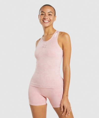 Gymshark Adapt Camo Seamless Women's Tank Tops Light Pink | UAE-67RDMF