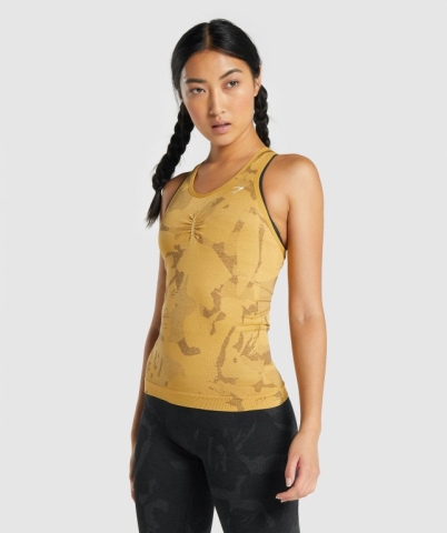 Gymshark Adapt Camo Seamless Women's Tank Tops Yellow | UAE-80LCMA