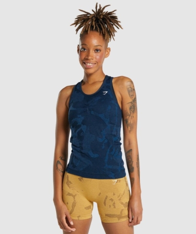 Gymshark Adapt Camo Seamless Women's Tank Tops Navy | UAE-97VPHR