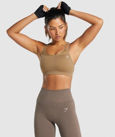 Gymshark Adapt Fleck Seamless Women's Sports Bra Light Brown | UAE-25MZVD