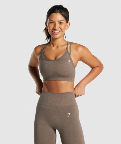 Gymshark Adapt Fleck Seamless Women's Sports Bra Brown | UAE-52ZMAO