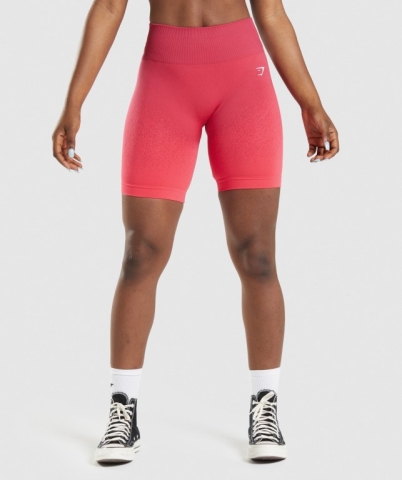 Gymshark Adapt Ombre Seamless Cycling Women's Shorts Pink / Red | UAE-42NQKF