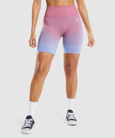 Gymshark Adapt Ombre Seamless Cycling Women's Shorts Rose Pink / Light Blue | UAE-95MRPA