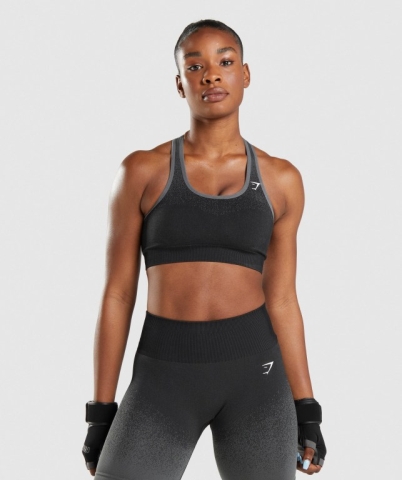 Gymshark Adapt Ombre Seamless Women's Sports Bra Black / Grey | UAE-90NMKO