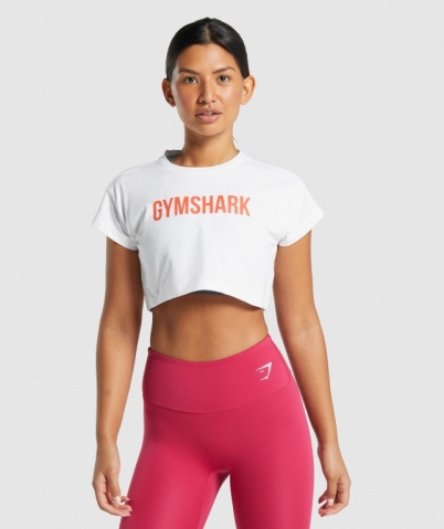 Gymshark Animal Graphic Infill Crop Women's T Shirts White | UAE-24WEUT