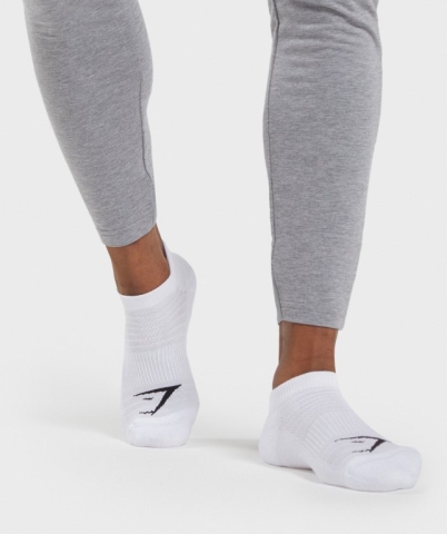 Gymshark Ankle 3pk Men's Socks White | UAE-07CNIY