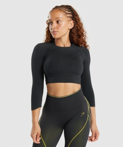 Gymshark Apex Seamless Crop Top Women's T Shirts Black | UAE-34QBAH