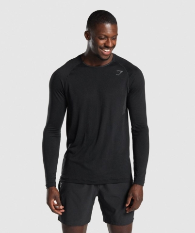 Gymshark Apex Seamless Men's T Shirts Black | UAE-84VUAZ