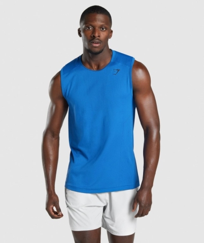 Gymshark Apex Seamless Men's Tank Tops Blue | UAE-31FOKJ