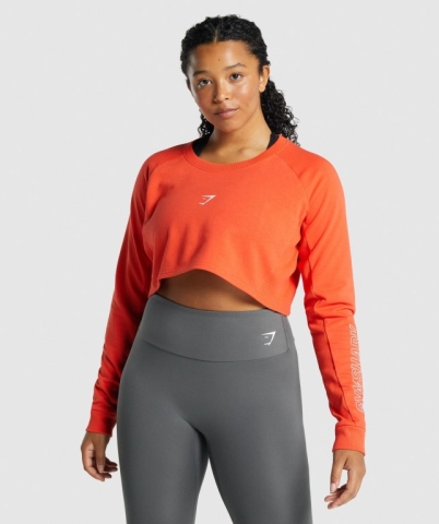 Gymshark Apollo Graphic Cropped Sweater Women's Hoodies Orange | UAE-36IKQL