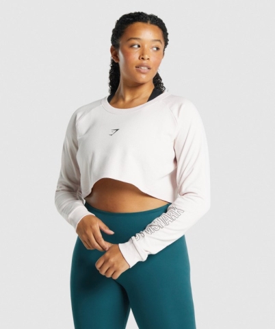 Gymshark Apollo Graphic Cropped Sweater Women's Hoodies Cream | UAE-74JQPW