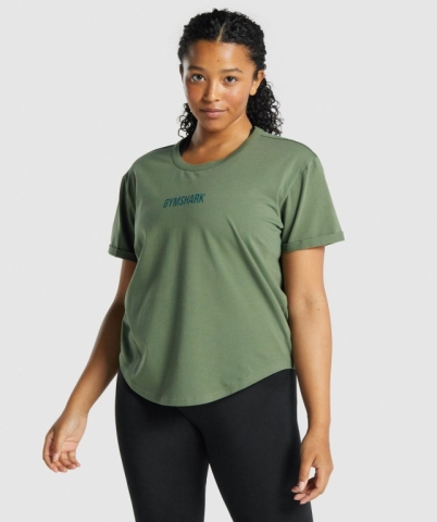 Gymshark Apollo Graphic Women's T Shirts Green | UAE-51SKDC