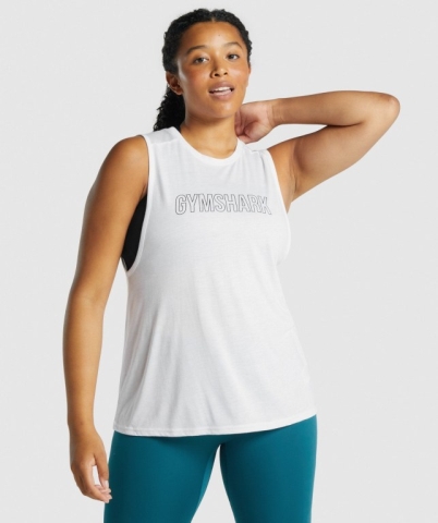 Gymshark Apollo Graphic Women's Tank Tops White | UAE-95UXRS