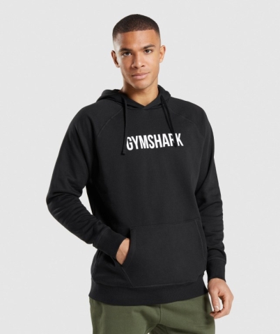 Gymshark Apollo Men's Hoodies Black | UAE-19MCJN