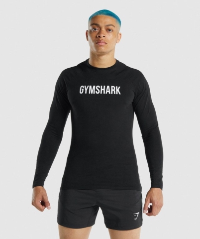 Gymshark Apollo Men's T Shirts Black | UAE-01DTJS