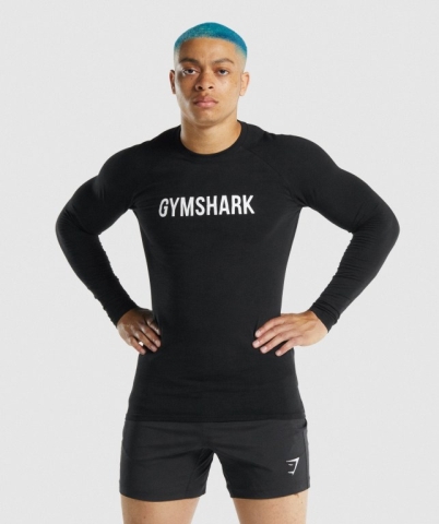 Gymshark Apollo Men's T Shirts Black | UAE-07CVGI