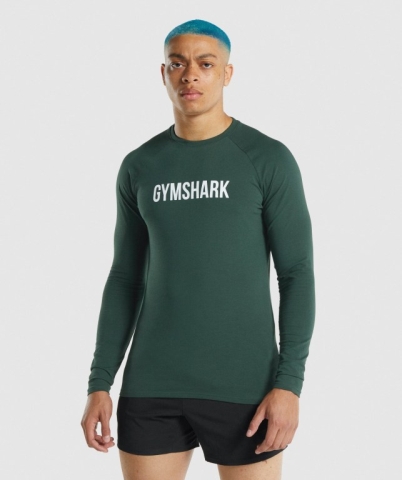 Gymshark Apollo Men's T Shirts Dark Green | UAE-14AGET