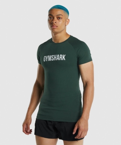 Gymshark Apollo Men's T Shirts Dark Green | UAE-31MYNU