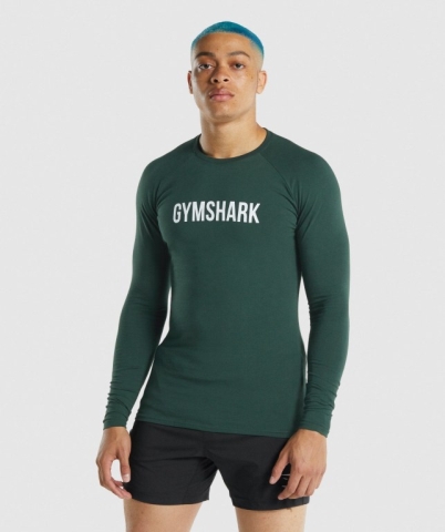 Gymshark Apollo Men's T Shirts Dark Green | UAE-78HIVS