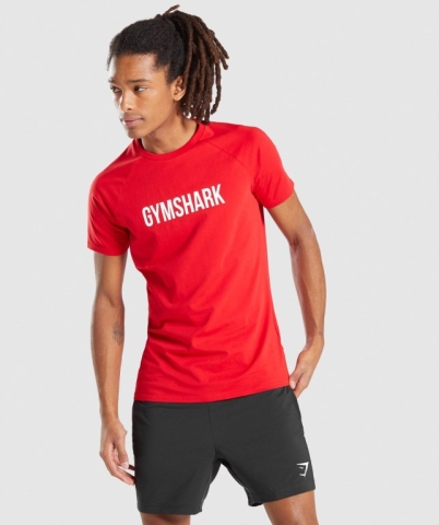 Gymshark Apollo Men's T Shirts Red | UAE-67MVLD