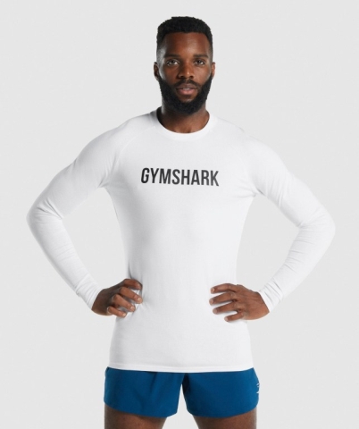 Gymshark Apollo Men's T Shirts White | UAE-03PZJO