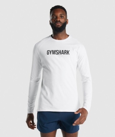 Gymshark Apollo Men's T Shirts White | UAE-04GFHD