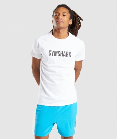 Gymshark Apollo Men's T Shirts White | UAE-36XNEI