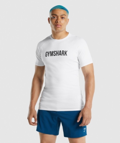 Gymshark Apollo Men's T Shirts White | UAE-60MCOJ