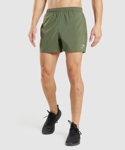 Gymshark Arrival 5" Men's Shorts Olive | UAE-14LXWA