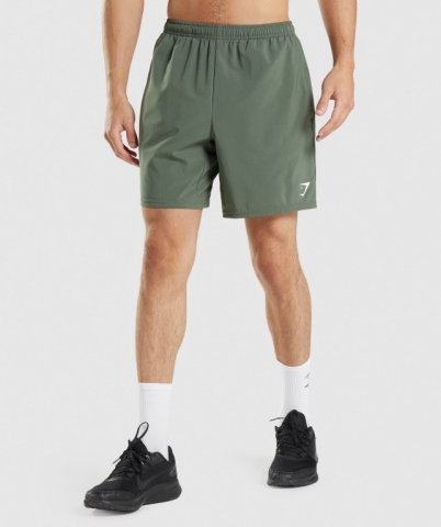 Gymshark Arrival 7" Men's Shorts Green | UAE-04WFBR