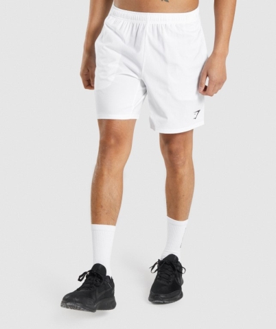 Gymshark Arrival 7" Men's Shorts White | UAE-91LZKO