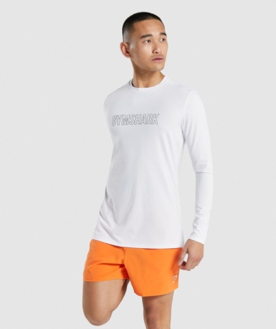 Gymshark Arrival Graphic Men's T Shirts White | UAE-04RNZS