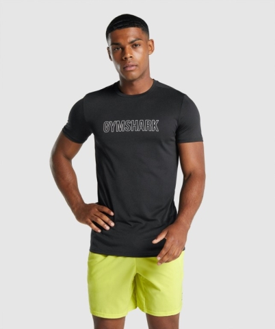 Gymshark Arrival Graphic Men's T Shirts Black | UAE-21BDIK