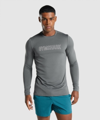 Gymshark Arrival Graphic Men's T Shirts Grey | UAE-79SJEG