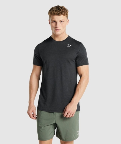 Gymshark Arrival Marl Men's T Shirts Black | UAE-05COVG