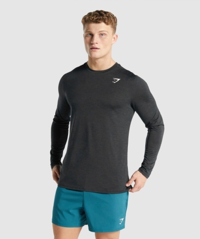 Gymshark Arrival Marl Men's T Shirts Black | UAE-35UWZJ