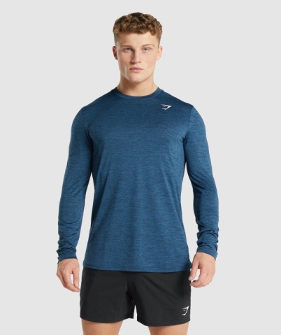 Gymshark Arrival Marl Men's T Shirts Navy | UAE-74LCVH