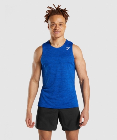 Gymshark Arrival Marl Men's Tank Tops Blue | UAE-06YRKV