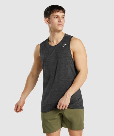 Gymshark Arrival Marl Men's Tank Tops Black | UAE-12MCPN