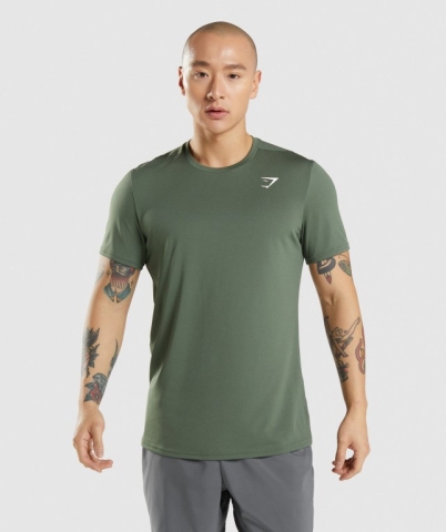 Gymshark Arrival Men's T Shirts Green | UAE-10RMHL