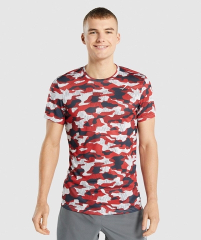 Gymshark Arrival Men's T Shirts Red | UAE-78PLCG