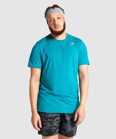 Gymshark Arrival Men's T Shirts Turquoise | UAE-14CNVO